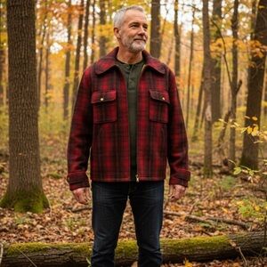 Woolrich Vintage 50s Red Buffalo Plaid Mackinaw Hunting Jacket SZ 40 Talon